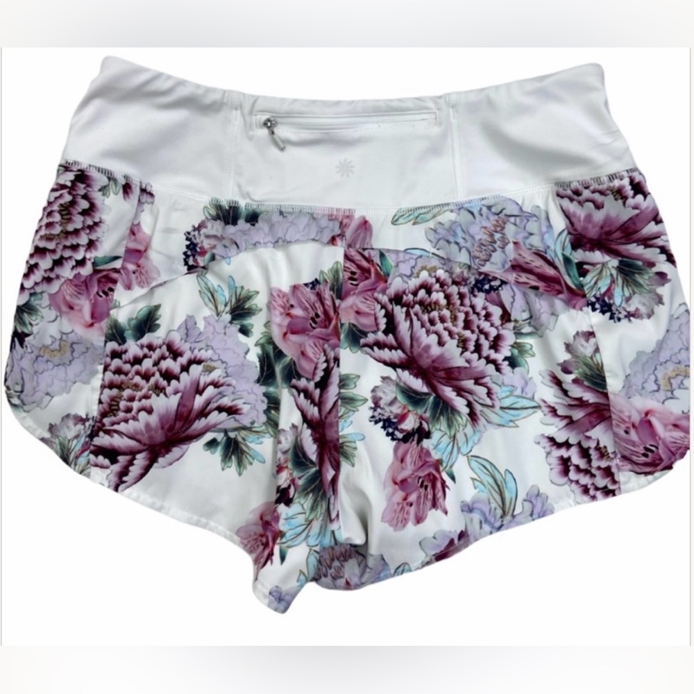 Athleta Run Free Peony Floral Pink Garden Shorts Sz M - Picture 4 of 10